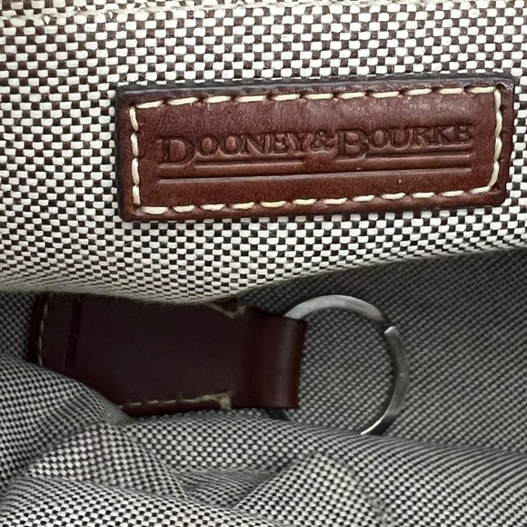 DOONEY & BOURKE Green logo fabric with Brown leather trims Satchel Bag - Picture 3 of 15